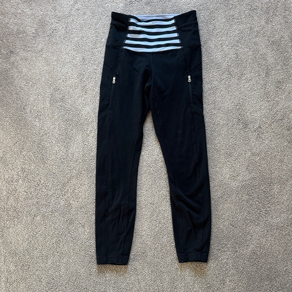 Lululemon Athletica Black Leggings with Stripes
